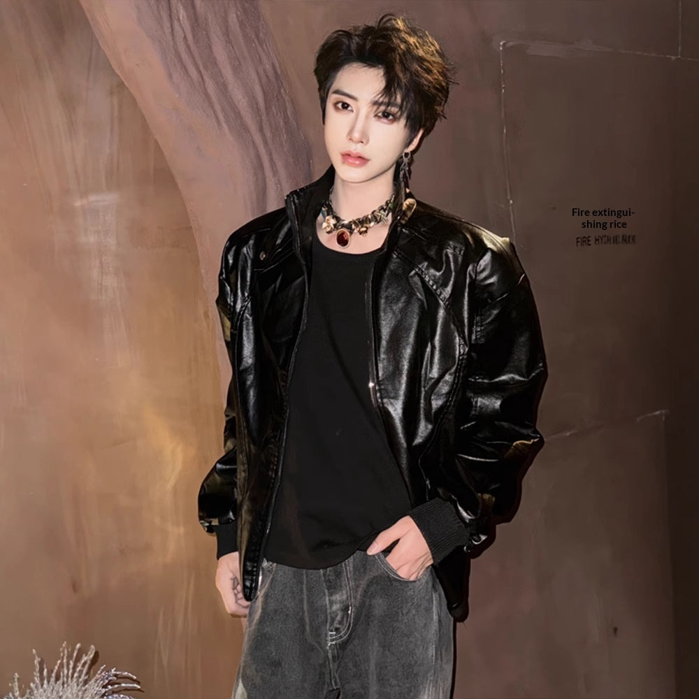 Mens Stylish Casual Short Leather Jacket