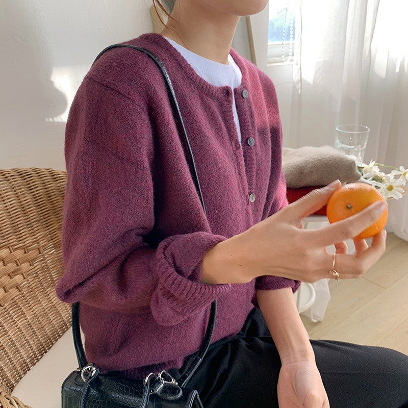 Short Round Neck Bandage Dress Base Sweater Coat Top