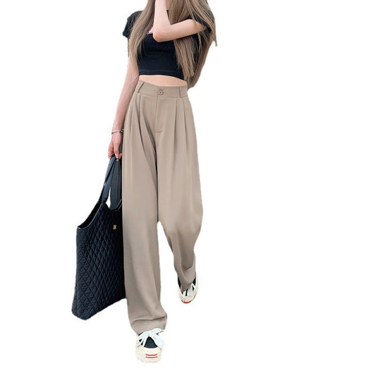 Straight High Waist Slimming Loose And Simple Casual Pants