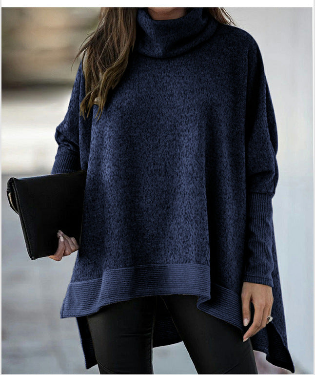 Ny Flagermusærme Løs Rullekrave Sweater