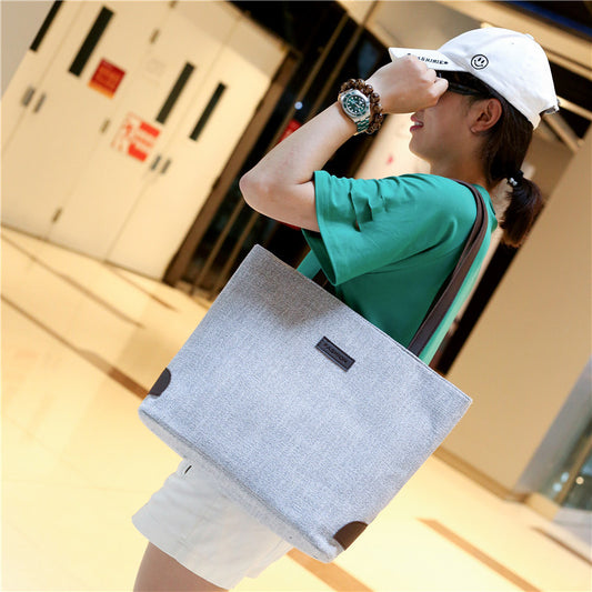 Splice One Shoulder Handbag Woven Casual Mommy Bag Women's Bag