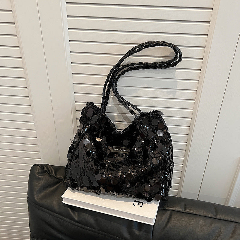 Large Sequin Personalized Woven Bag Shoulder Underarm Bag