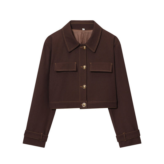 Piped Short Jacket With Flare Pants Set