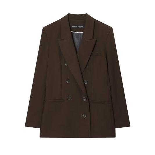 Pleated Padded Shoulder With Straight-leg Pants Coat