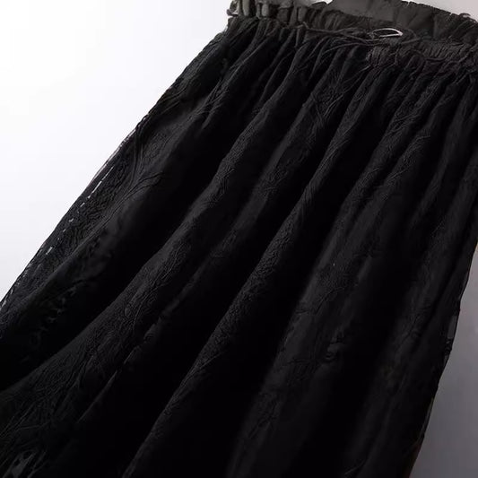 French Style Machine Embroidery Super Fairy Silk Skirt