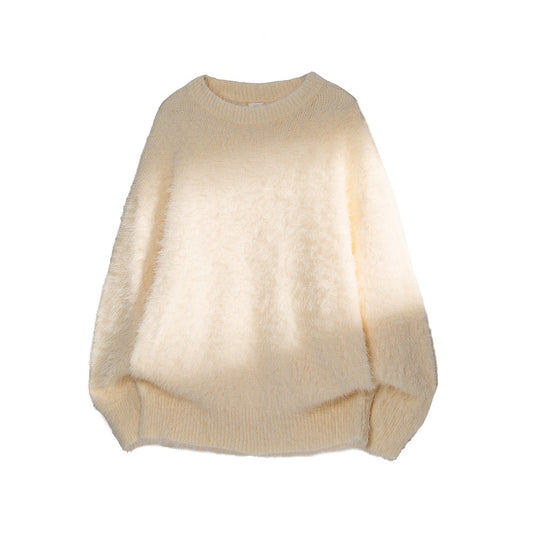 Fashionable Loose-fit Casual Solid-color Crewneck Sweater