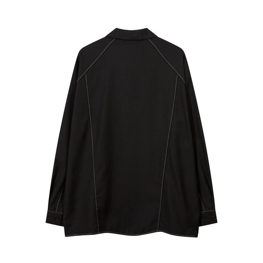 Loose Topstitching Lapel Shirt Coat