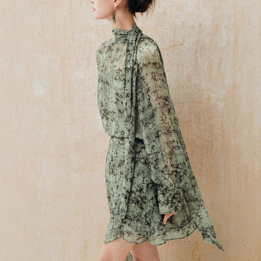 Printed Top And Asymmetrical Skirt Set For Women