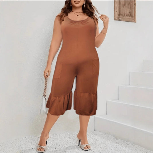 New Jumpsuit Solid Color Sleeveless Casual Pocket
