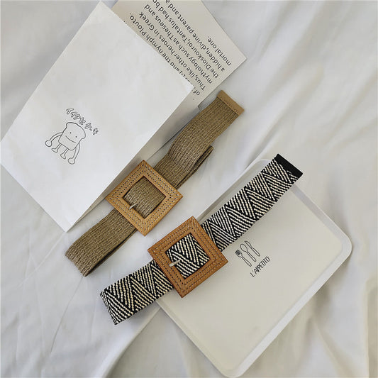 Woman buckle elastic belt