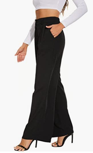 Commuter Drooping Slimming High Waist Pure Color Wide-leg Pants Casual Suit Pants