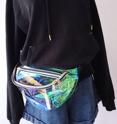 Original Suefeng Laser Gennemsigtig Taljetaske Kvinder Messenger Bag Sport Løb Multifunktionel Samling Af Sølv Bryster.