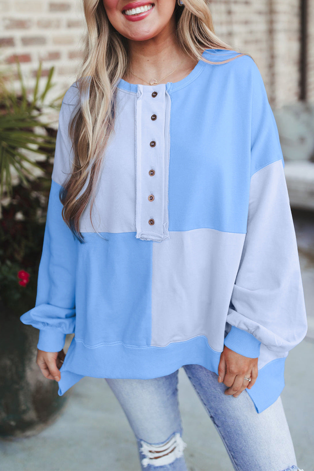 Dame Strikket Sweater med Revers og Spænde