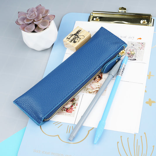 Large capacity leather pencil case