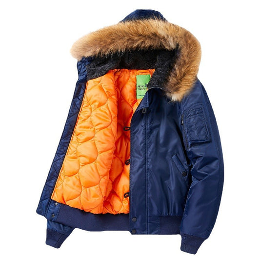 Bomber Jacket Removable Fur Collar Cotton Coat Plus Size Coat