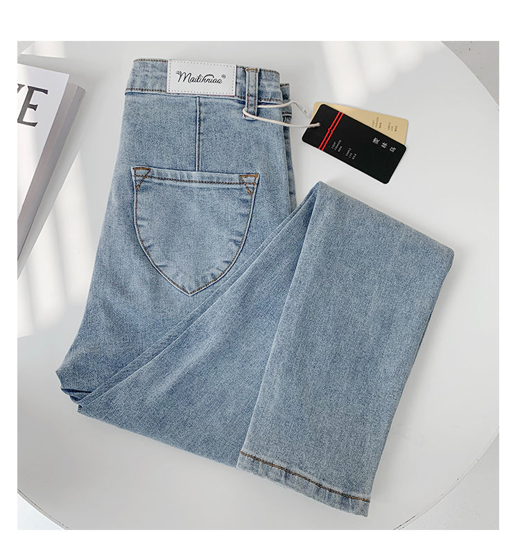 Stretch Jeans Women's High Waist Tight-fitting Pants