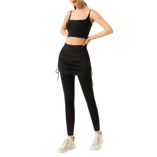 High Waist Yoga Pants Drawstring Strap Half Body