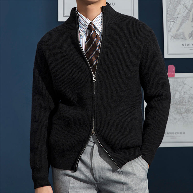 Afslappet varm sweater lynlås cardigan til mænd i retrostil