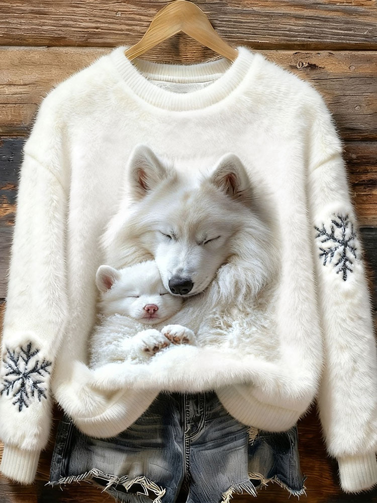 Womens Soft Fluffy Christmas Tree Sweater
