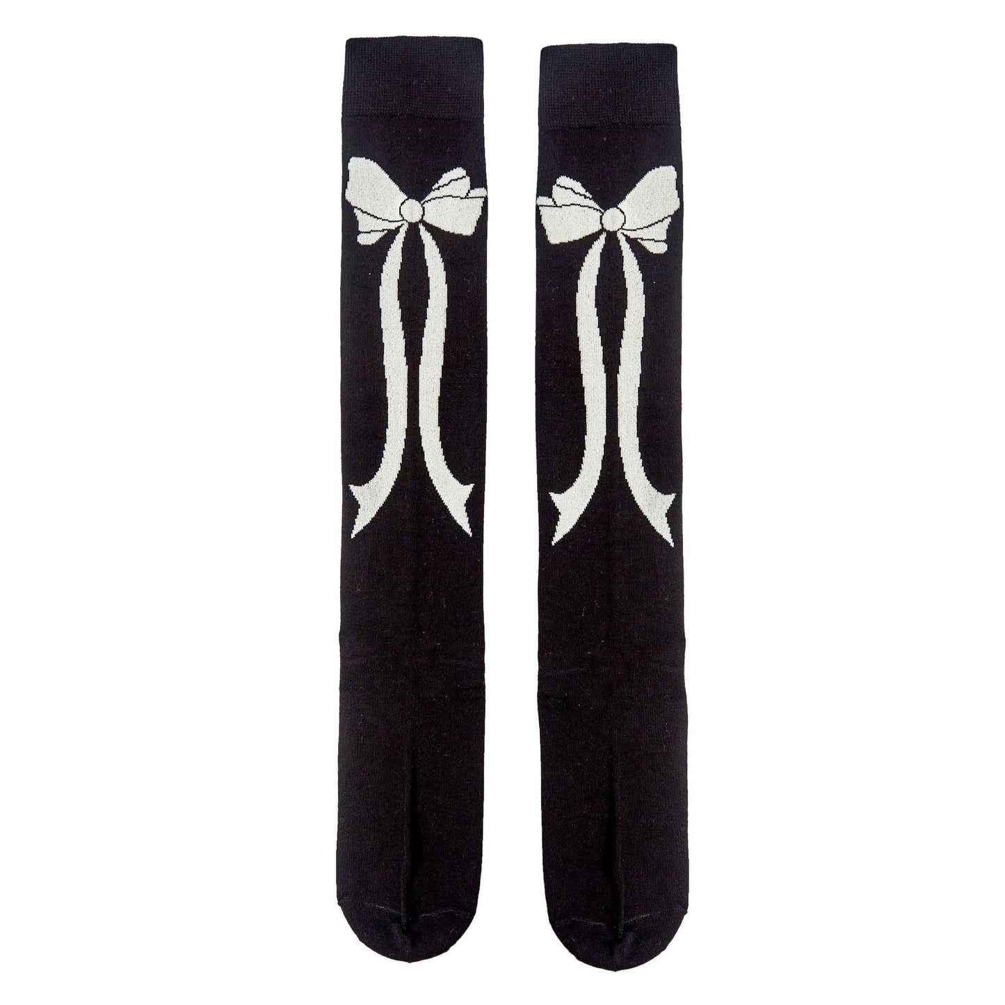 Autumn And Winter Cute Bow Calf Socks Black And White Long Tube Knee Socks