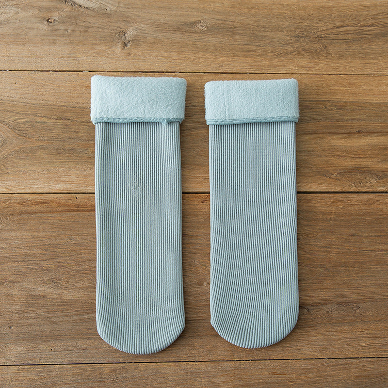 Wool Thickened Women's Medium Tube Solid Color Socks