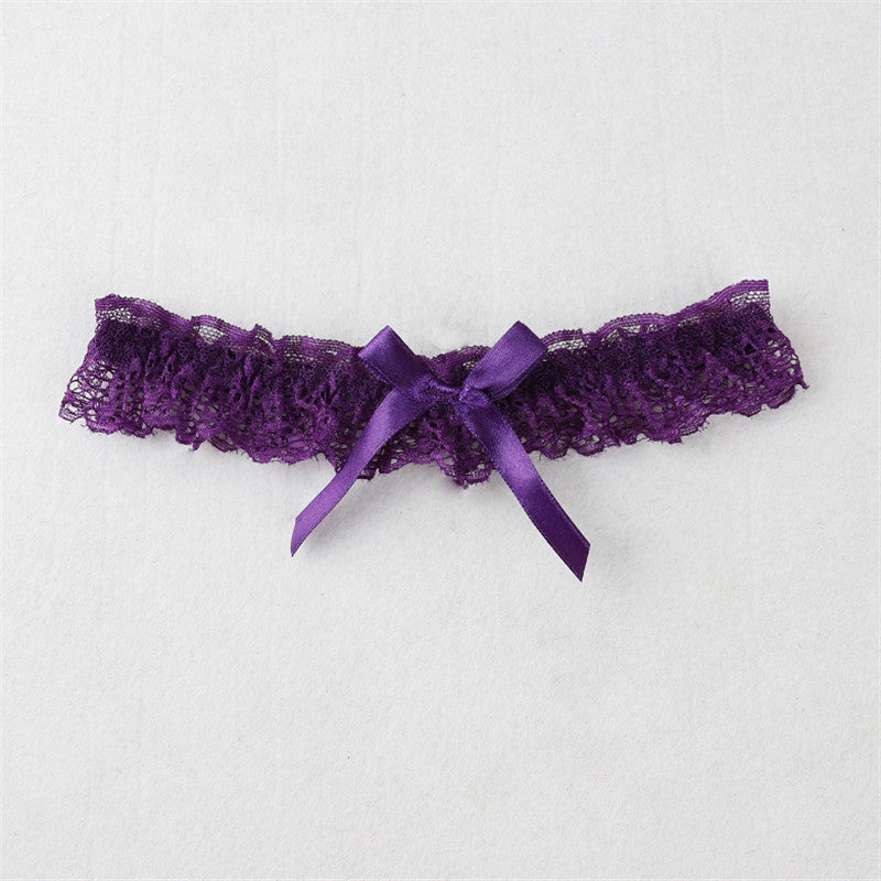 White Feather Leg Ring Rose Red Lace