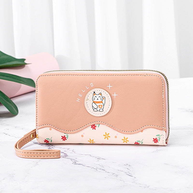 Women's Fashion Color Blocking Multi-card Zipper Handbag