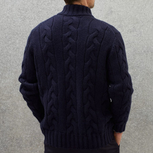 Men's Solid Color Zipper Knitted Jacket