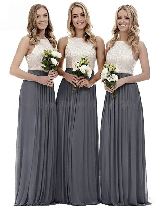 New Elegant Modest And Sophisticated Slim-Fit Long Lace Bridesmaid Dress For Spring