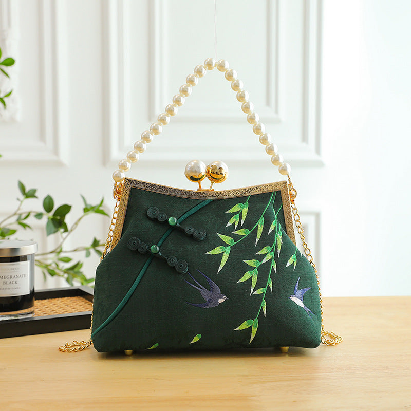 Lucky Bamboo Broderi Håndtasker til Kvinder
