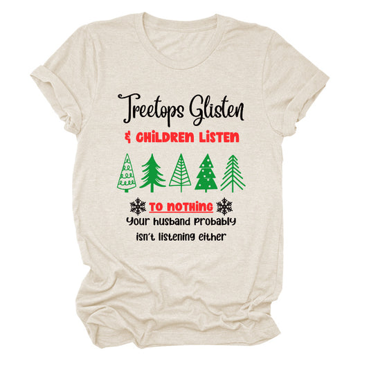 Christmas Print Casual Short Sleeve T-Shirt