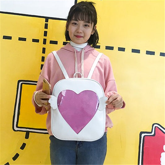Transparent Cute Heart Window Soft Girl Backpack