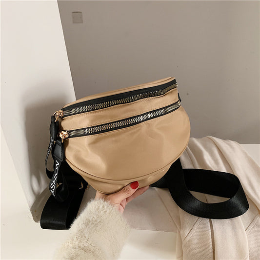 Nylon taske til kvinder med bred skulderrem og diagonalrem