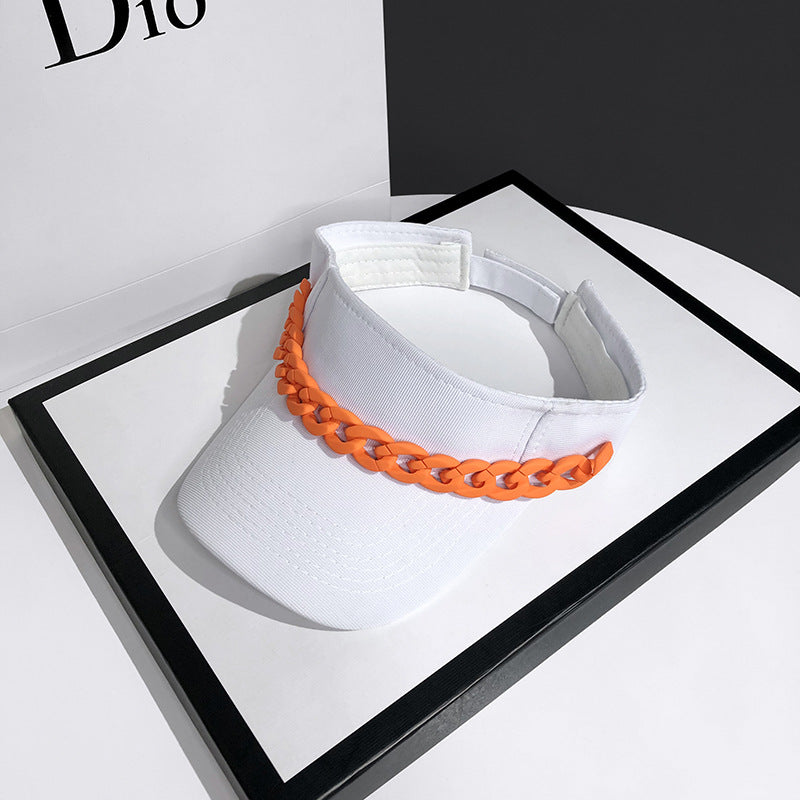 CAPHat Female Net Red Color Chain Empty Top Hat Summer Sunshade