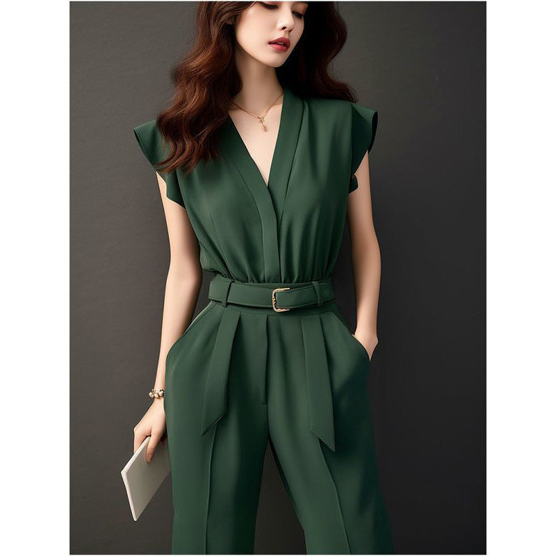 Women's High-grade Green Jumpsuit For Spring And Summer Chic Chanel-style