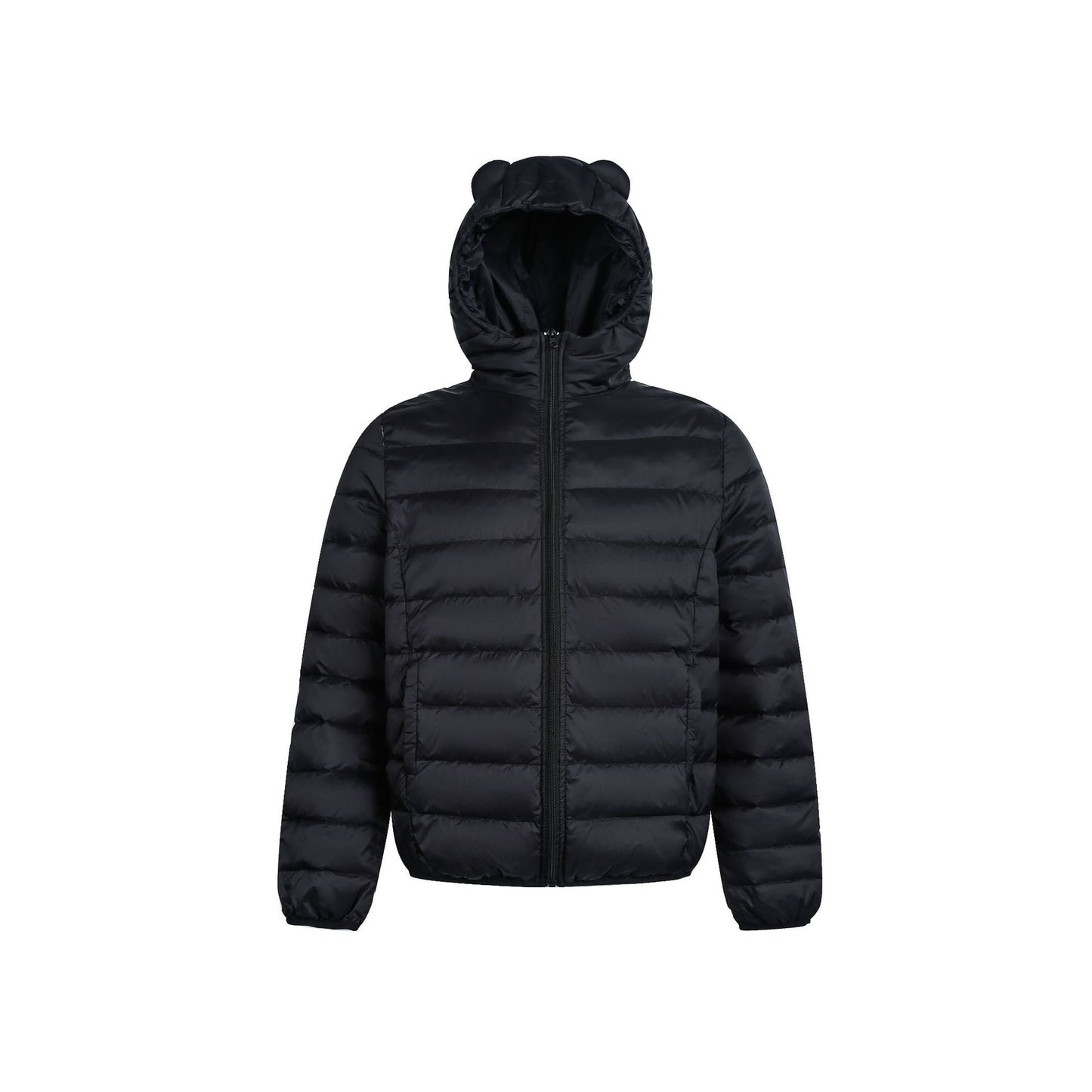 Womens Warm Hooded Duck Down Jacket With Ribbed Design