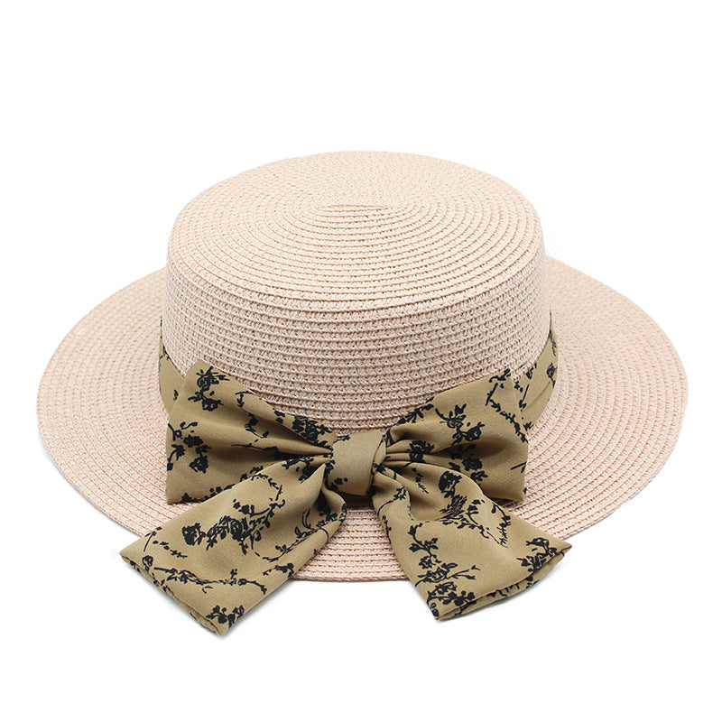 Women's Fashion Wide Brim Shade Print Bow Hat