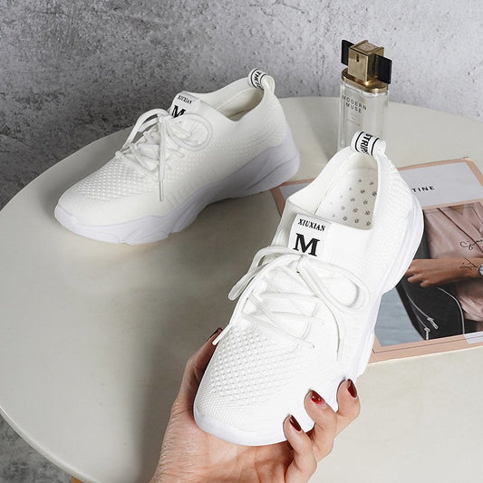 Flying Woven Breathable Low-cut Lace-up Trendy Women's Shoes