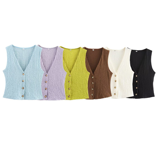 Texture Vest Top Texture Straight-leg Pants Suit