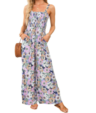 Ærmeløs Jumpsuit Til Kvinder Med Blomsterprint