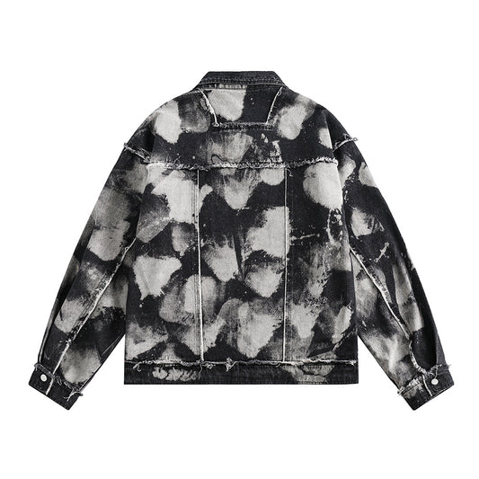 Tie-dyed Splash-ink Denim Coat For Men