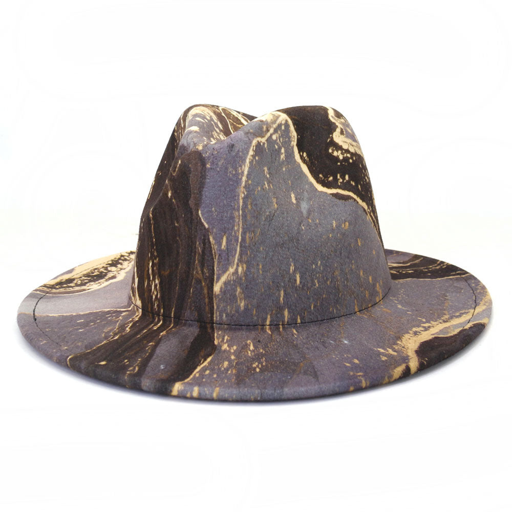 New Digital Printing Woolen Big Jazz Top Hat Big Pressure Hat