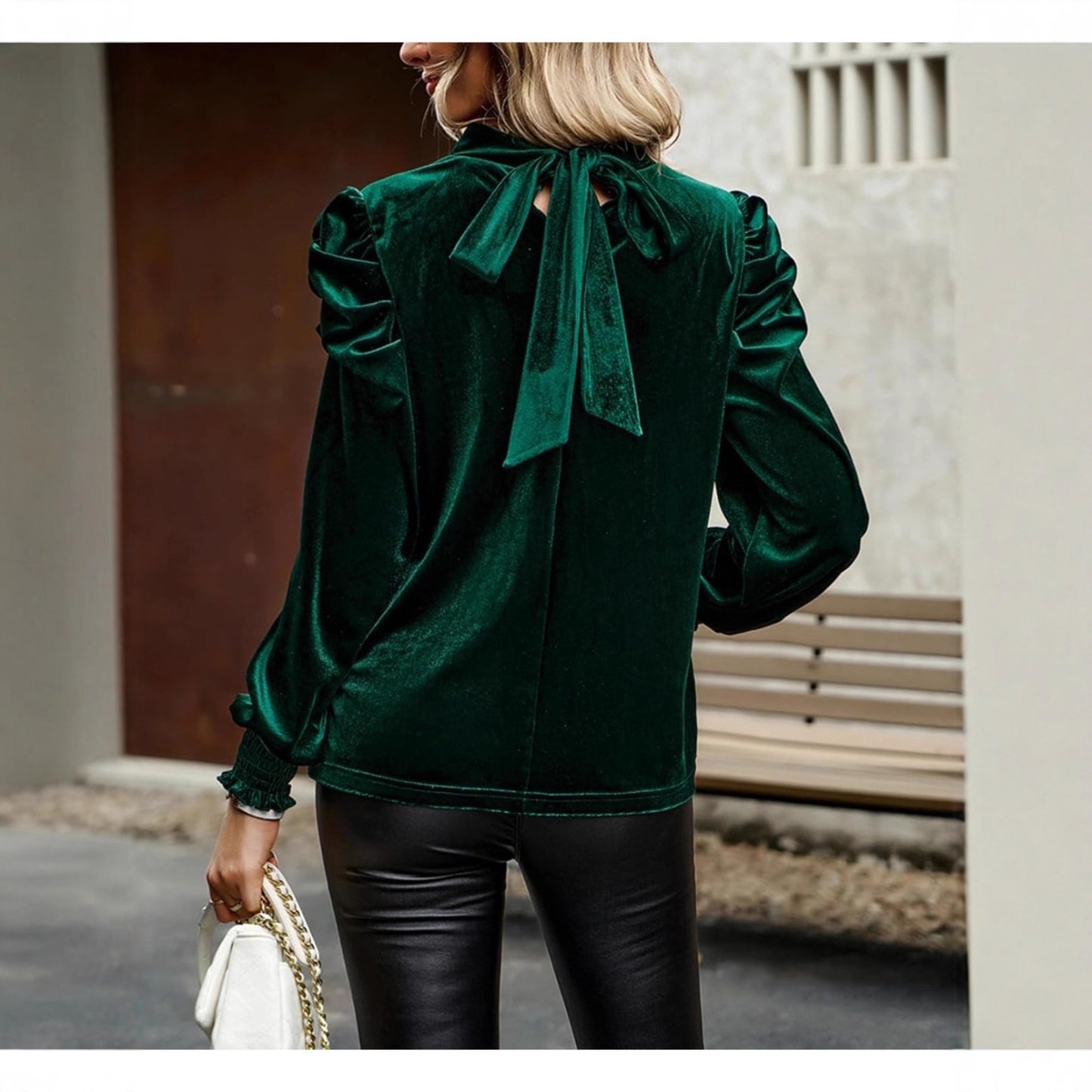 Womens Elegant Casual Long-sleeve Round-neck Shirt