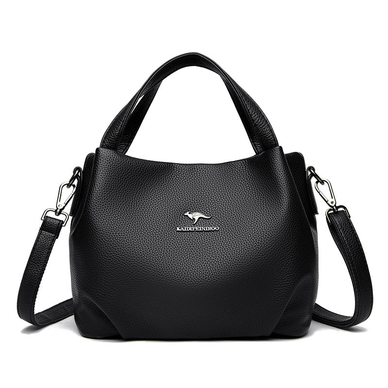 Solid-color High-capacity Versatile Tote Bag With A Textured Lychee Pattern