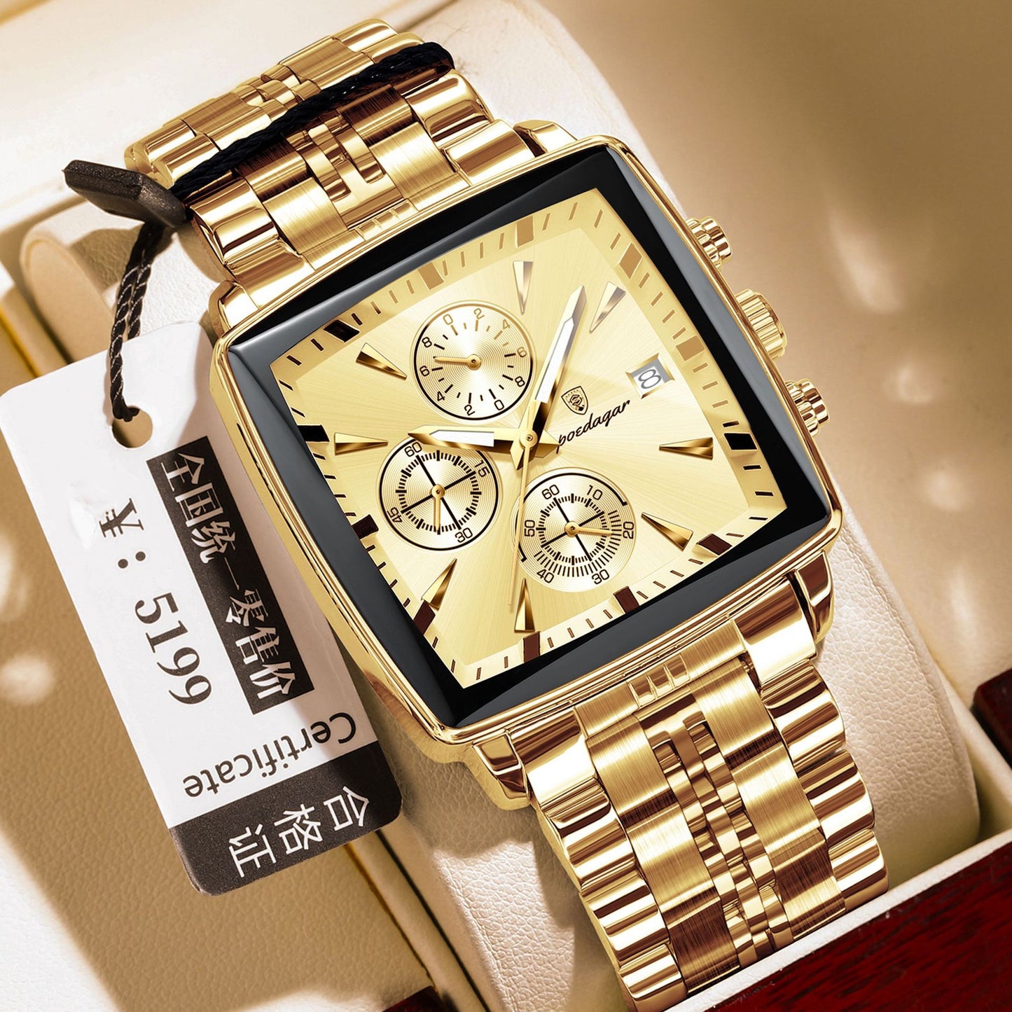 Square Men's Watch Multifunctional Business Quartz