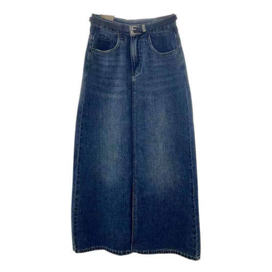 Plus Size Women's Denim Slit Sheath Skirt