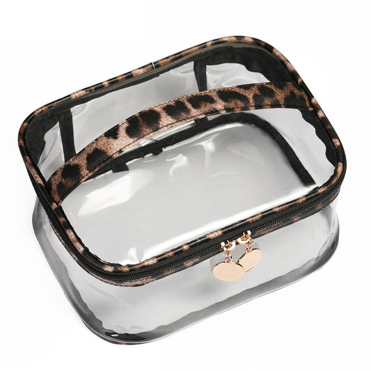 Leopard Print PVC Transparent Portable Cosmetic Bag
