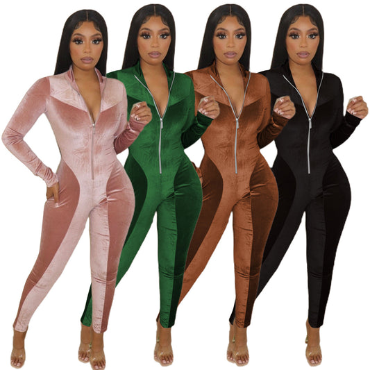 Women's Velvet Body Shaping Jumpsuit