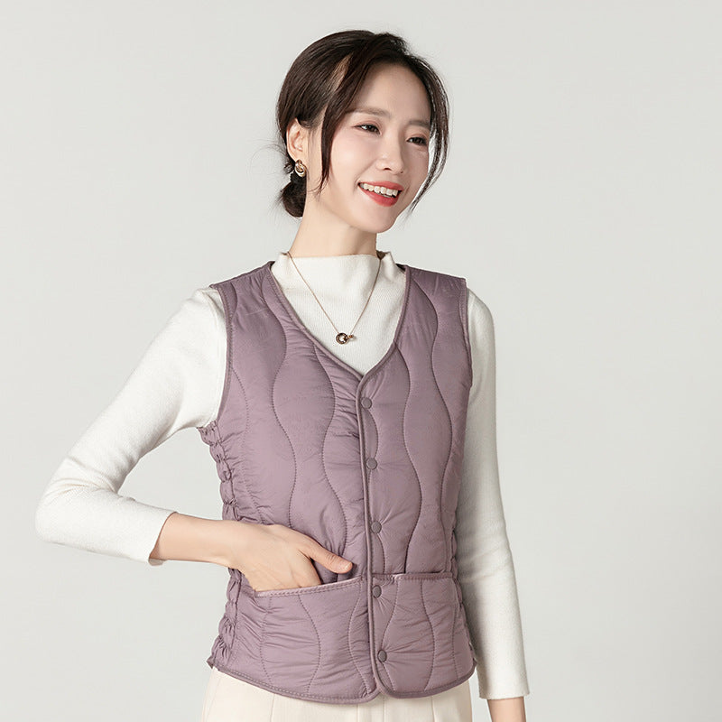 Fashion Fleece Lined Padded Warm Keeping Slim Women Vest