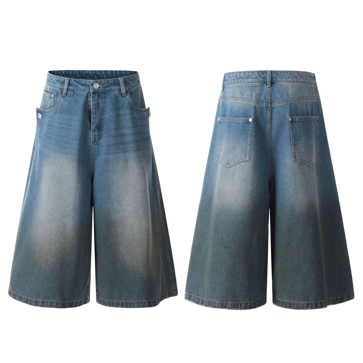 Washed Old Straight Cropped Jeans